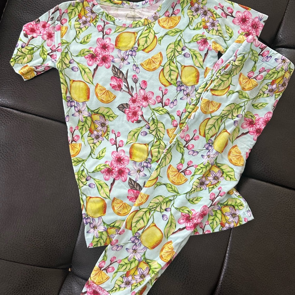 Bamboo Floral Lemon Kids Pajamas